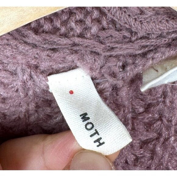Moth Mauve Knit Wool Cardigan With Ruffled Edges Pink Size S - Picture 2 of 8